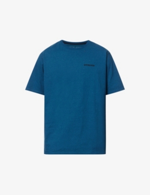 Patagonia Mens Wavy Blue Responsibili-tee Logo-print Recycled-polyester And Recycled-cotton-blend T- In Blue