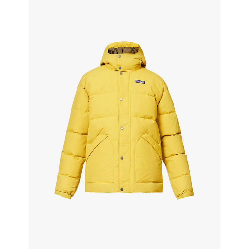Shop Patagonia Men's Yellow Downdrift Padded Recycled-nylon Down Jacket