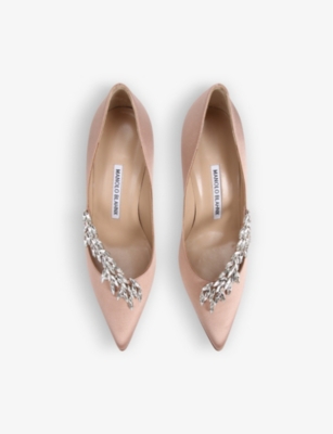 MANOLO BLAHNIK Nadira crystal-embellished satin courts