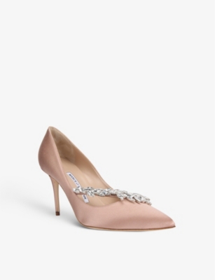 MANOLO BLAHNIK Nadira crystal-embellished satin courts