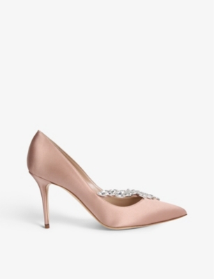 MANOLO BLAHNIK Nadira crystal-embellished satin courts