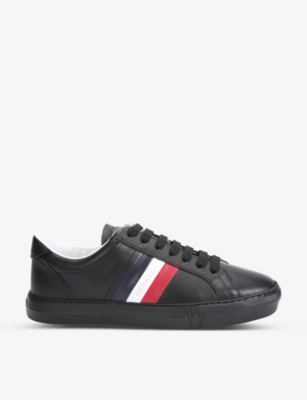 MONCLER NEW MONACO STRIPED LOW-TOP LEATHER TRAINERS