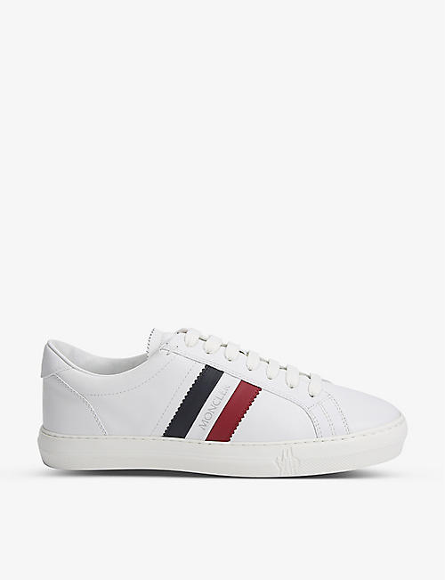 MONCLER: New Monaco striped low-top leather trainers
