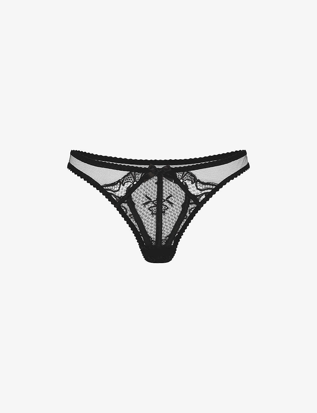 Agent Provocateur Womens Black Rozlyn Low-rise Lace Mesh Thong