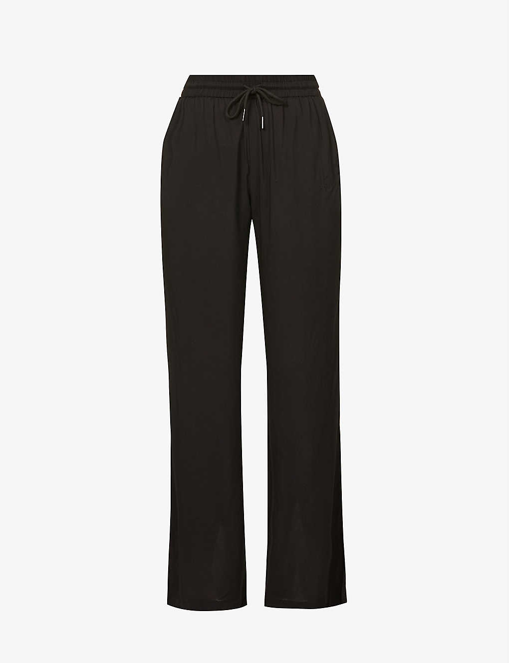 Myra Swim Dalton Semi-sheer Wide-leg High-rise Woven Trousers In Black ...