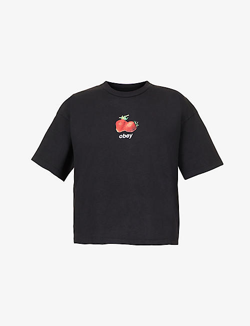 OBEY: Garden Berries graphic-print cotton-jersey T-shirt