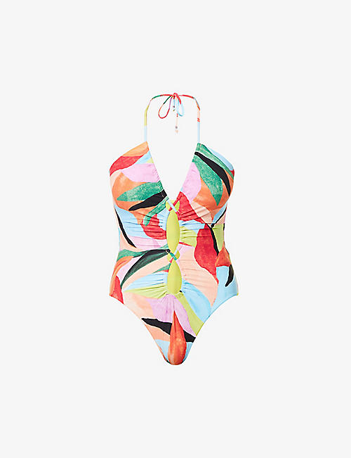 SEAFOLLY: Tropfest abstract-print swimsuit