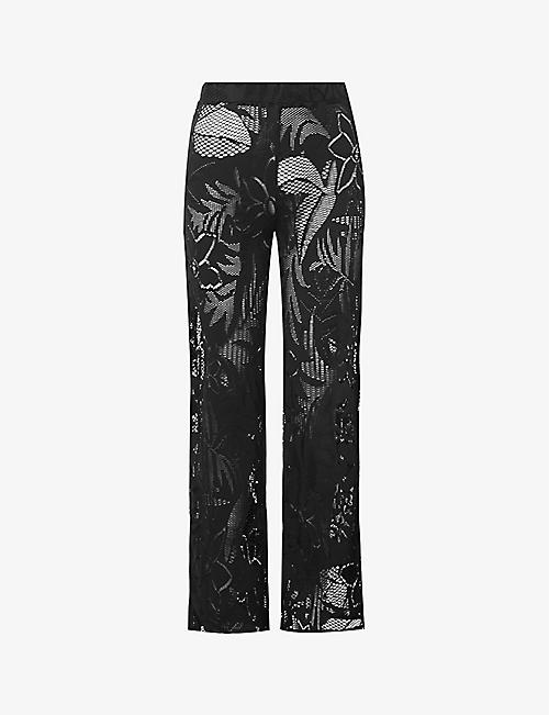 SEAFOLLY: Island leaf-print wide-leg high-rise stretch-woven trousers
