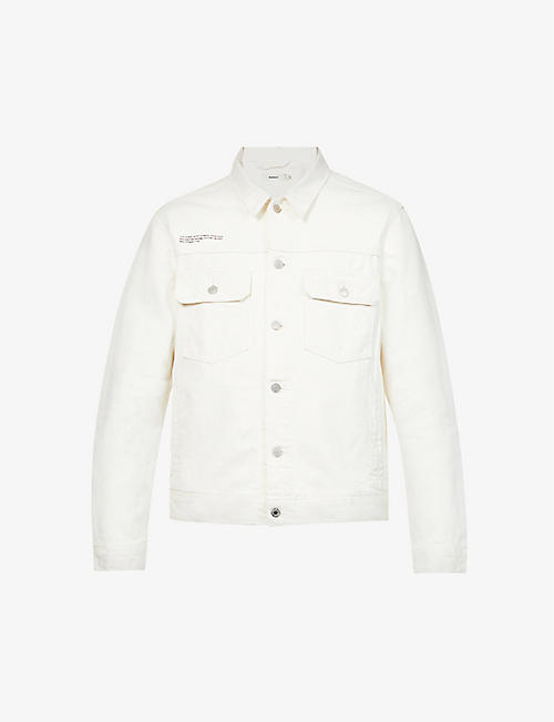 PANGAIA: Brand-print boxy-fit organic-cotton and hemp-blend jacket