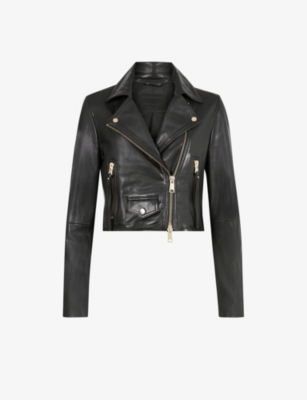 ALLSAINTS: Elora cropped leather biker jacket