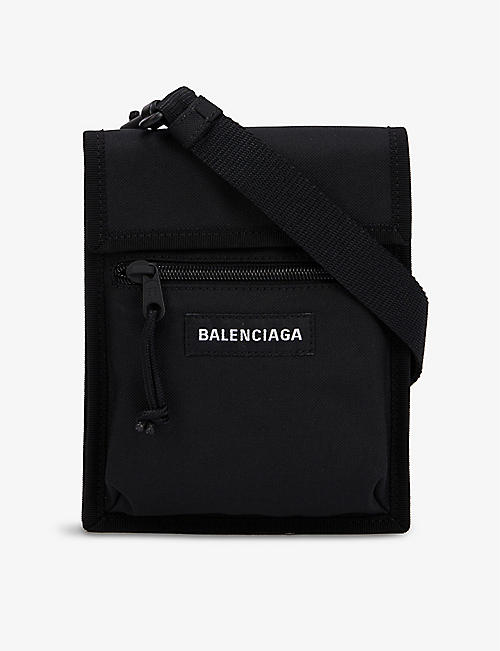 BALENCIAGA: Explorer logo-embroidered woven cross-body bag