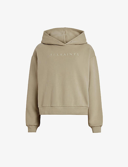 ALLSAINTS: Pippa embroidered-logo organic cotton-blend hoody