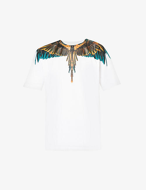 MARCELO BURLON：Icon Wings 图案印花平纹针织棉 T 恤