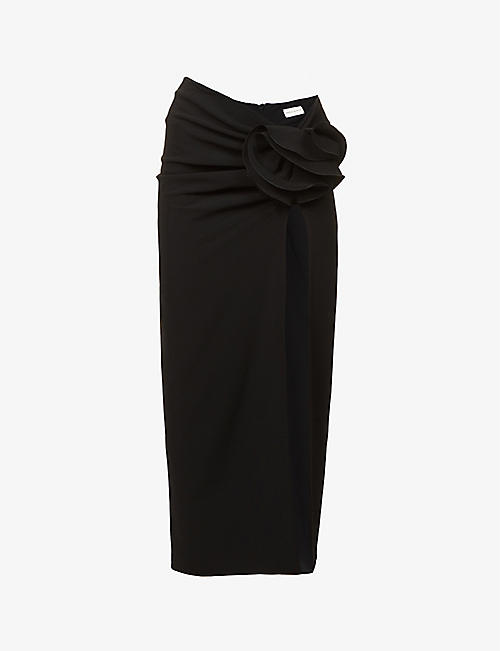 MAGDA BUTRYM: Ruched side-split stretch-wool maxi skirt