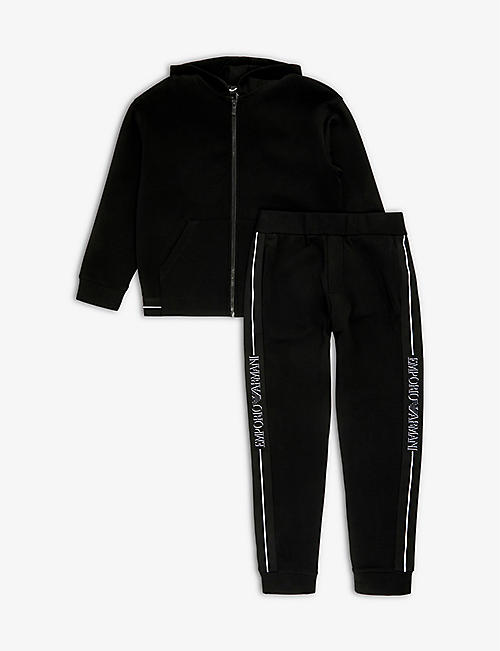 EMPORIO ARMANI: Taped logo-print stretch-woven tracksuit 8-16 years