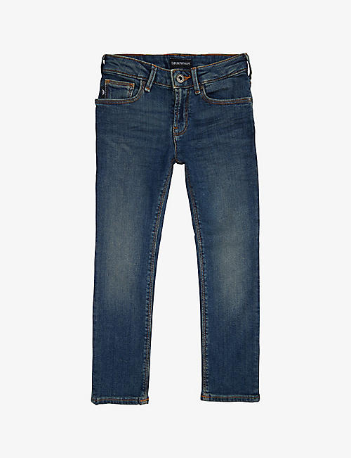 EMPORIO ARMANI: J45 straight-leg mid-rise stretch-denim jeans 4-16 years