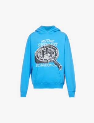 Excavation graphic-print relaxed-fit cotton-jersey hoody