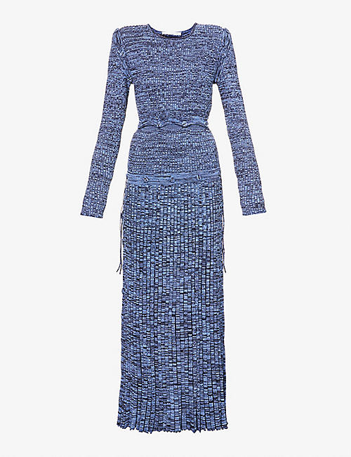 CHRISTOPHER ESBER: Deconstructed flared-hem stretch-knit midi dress