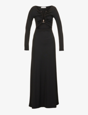 CHRISTOPHER ESBER: V-neck cut-out stretch-knit midi dress