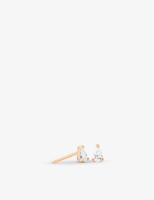 ASTRID & MIYU: Pear Crystal 18ct rose gold-plated recycled sterling-silver and zirconia stud earrings