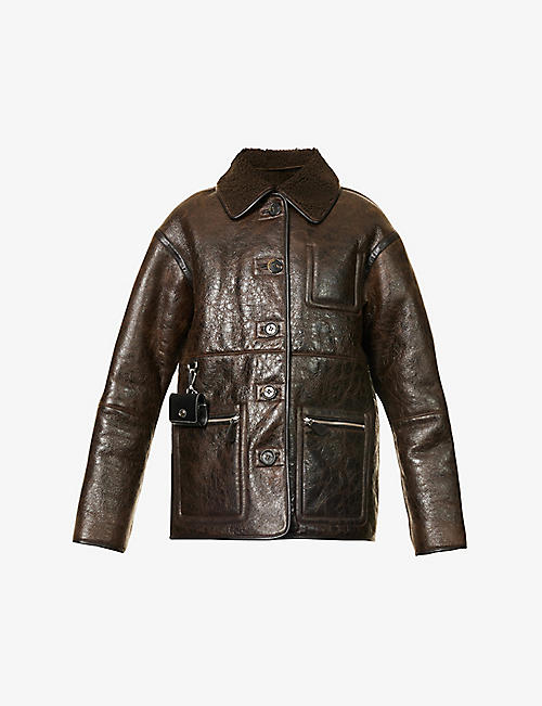 SAKS POTTS: Ada panelled shearling jacket