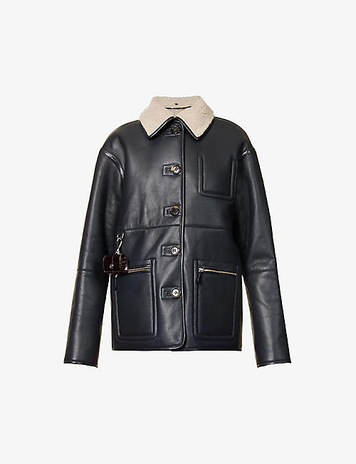 SAKS POTTS: Ada panelled leather jacket