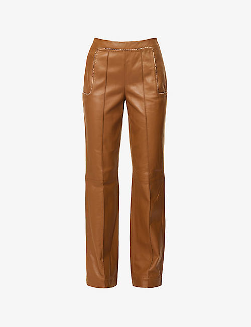 SAKS POTTS: Line panelled leather trousers