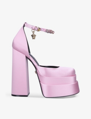 VERSACE Medusa Aevitas embellished satin platform sandals