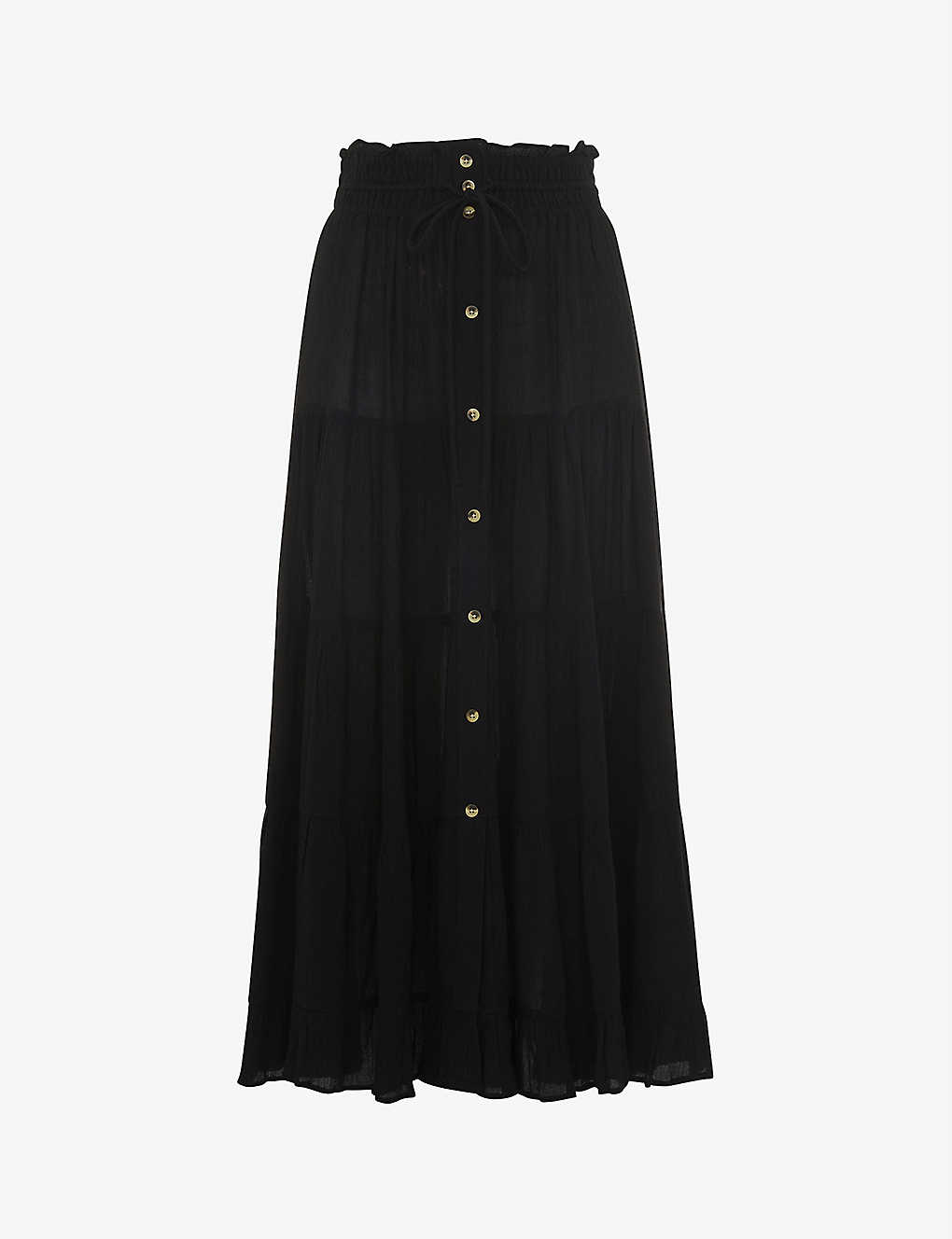 Whistles Crinkled Woven Midi Skirt In Black