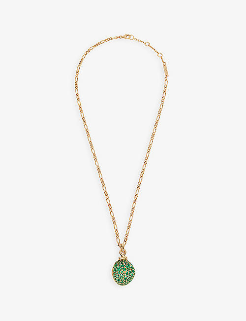 BOTTEGA VENETA: Raise 18ct yellow gold-plated sterling-silver and crystal pendant necklace