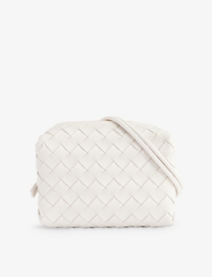 Loop Mini Intrecciato Leather Cross-body Bag In White-gold