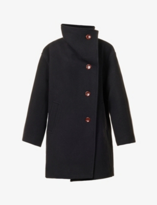 Acne Studios Oschelle Boiled Wool Blend Overcoat In Black