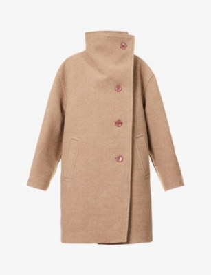 Acne Studios Oschelle Boiled Wool Blend Overcoat In Light Brown