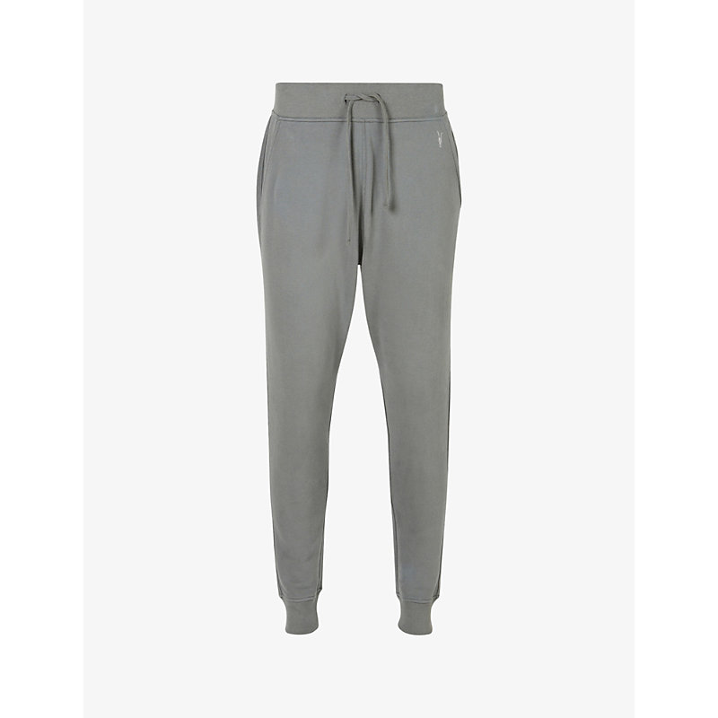 ALLSAINTS ALLSAINTS MENS STEREO GREY RAVEN LOGO-EMBROIDERED TAPERED-LEG COTTON-JERSEY JOGGING BOTTOMS,58289786