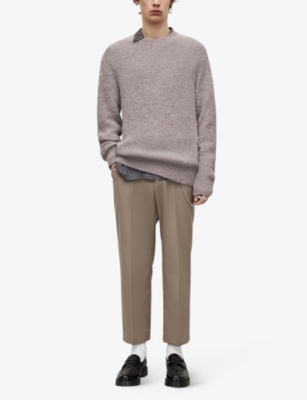 Shop Allsaints Men's Washed Lilac Washed Ribbed Alpaca And Wool-blend Knitted Jumper
