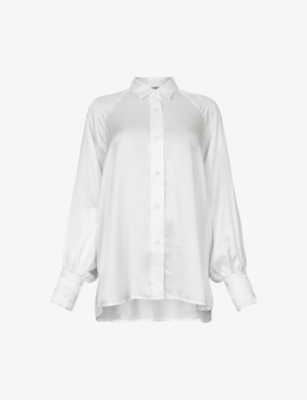 Allsaints Womens White Oana Raglan Sleeve Recycled-viscose Shirt