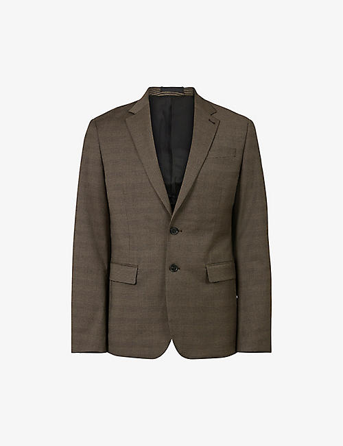 ALLSAINTS: Lenox checked single-breasted stretch-recycled polyester blend blazer