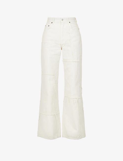 ACNE STUDIOS: Distressed frayed-edge wide-leg mid-rise jeans