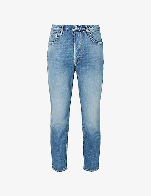 ALLSAINTS: Jack tapered-leg cropped stretch-organic cotton jeans