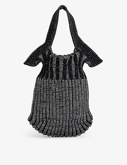 CFCL: Glitter fluted woven-knit top-handle bag