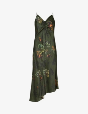 all saints green silk dress AllSaints main image 1