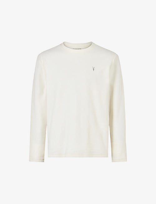 ALLSAINTS: Rowe logo-embroidered long-sleeved organic-cotton T-shirt