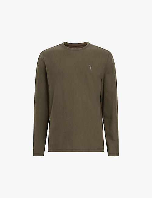 ALLSAINTS: Rowe logo-embroidered long-sleeved organic-cotton T-shirt