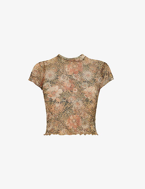 INAMORATA: Bambi floral-pattern mesh baby T-shirt