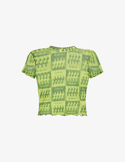 INAMORATA: Bambi floral-pattern mesh baby T-shirt