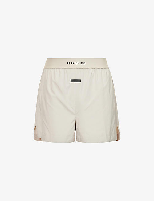 FEAR OF GOD: Lounge brand-embossed woven shorts