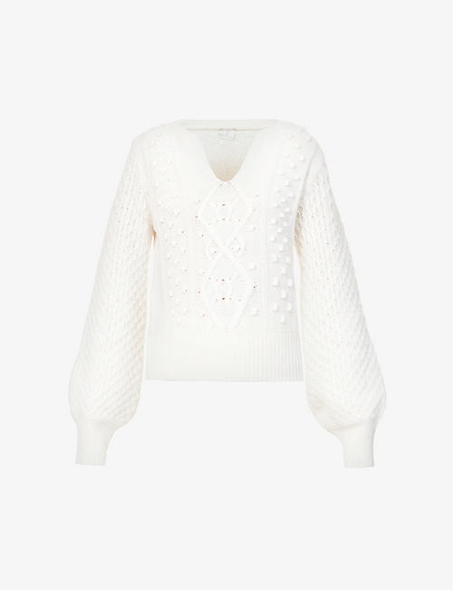 ELEVENTY: V-neck textured knitted jumper