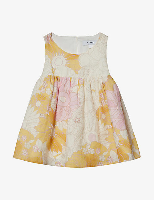REISS: Floral-print linen dress 4-9 years