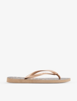 Havaianas Slim Gloss Flip Flops In Rose Gold