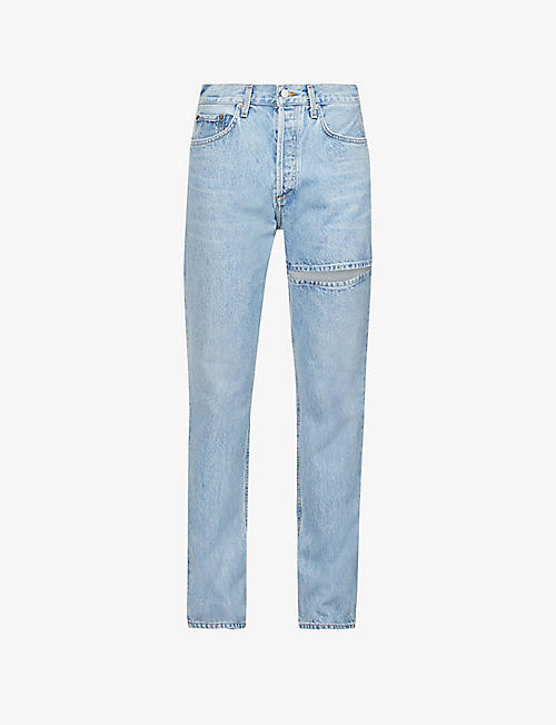 AGOLDE: Lana ripped straight-leg mid-rise organic-cotton denim jeans